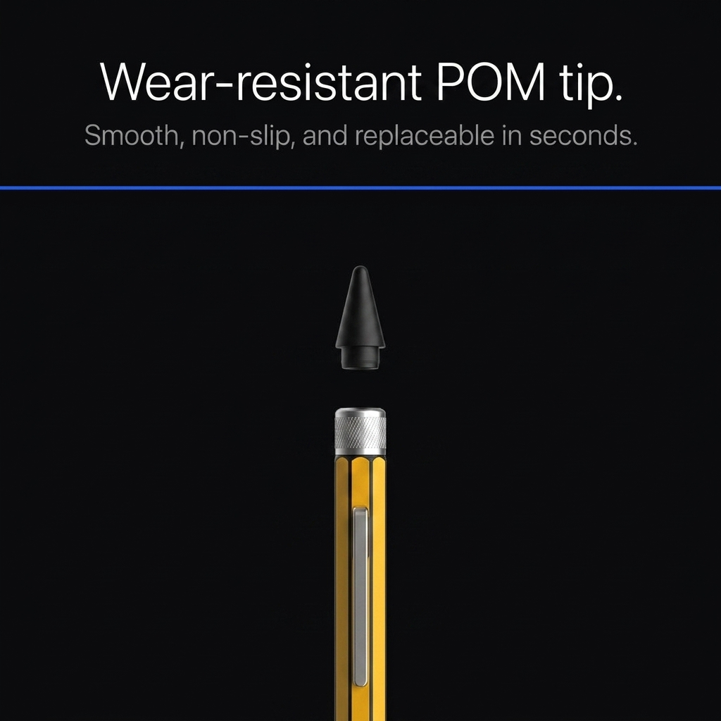 Pen 02 — wear-resistant replaceable POM tip