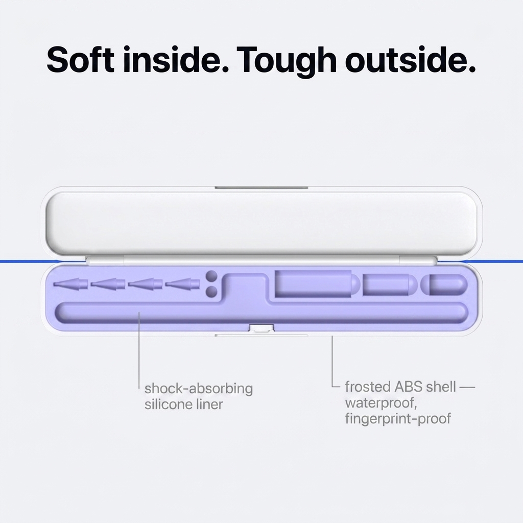 Case 01 — silicone liner inside frosted ABS shell