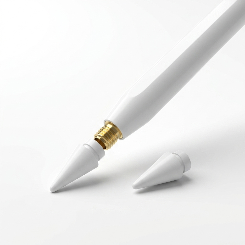 Tips 01 nib being threaded onto Apple Pencil — one-twist install
