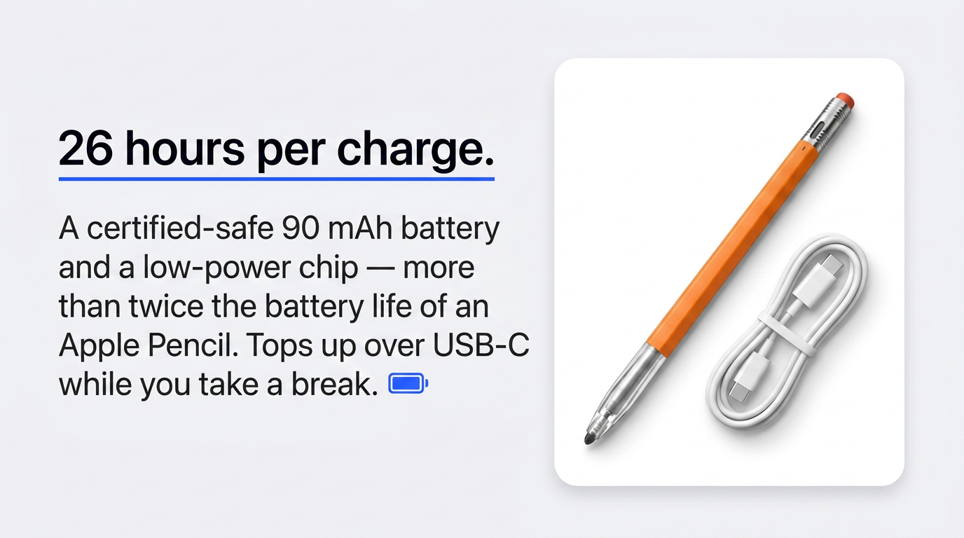 26 hours per charge battery